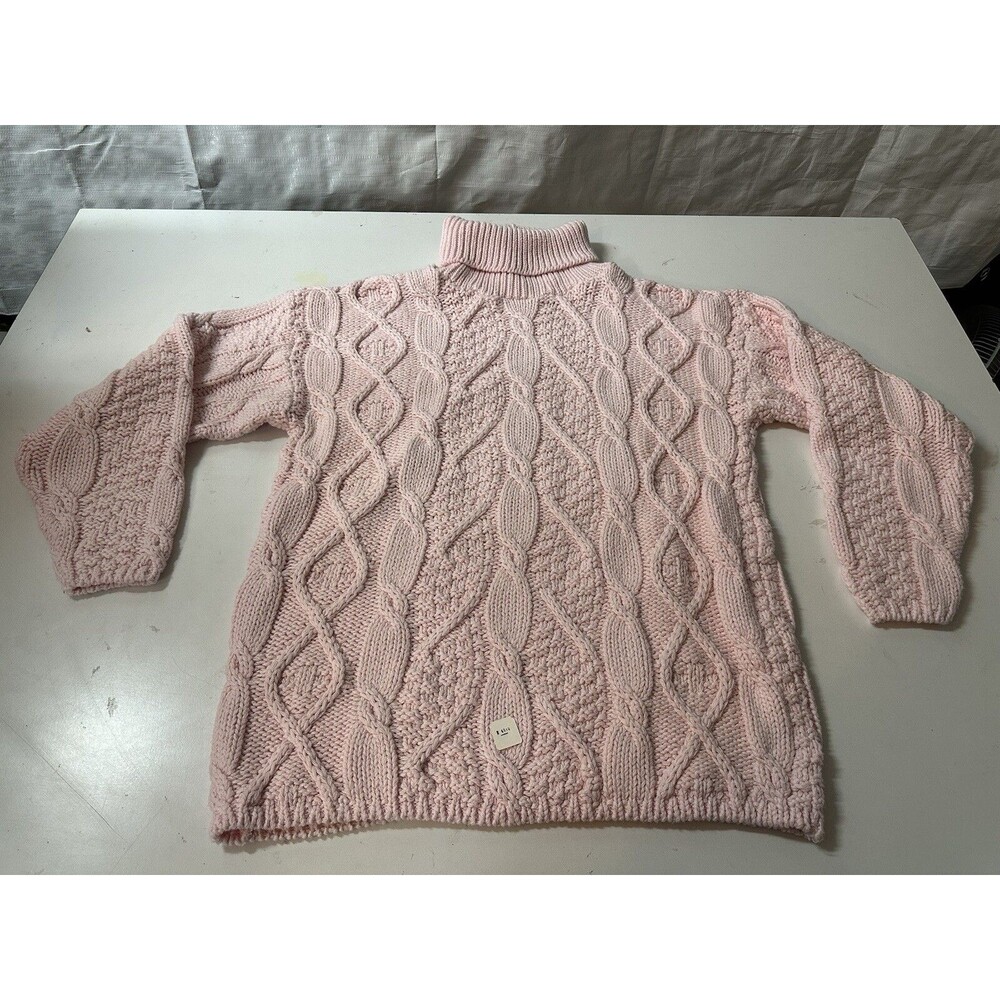 VTG Erik Stewart Pink Knit Ribbed Turtle Neck Women's Pullover Sweater OS - New!
